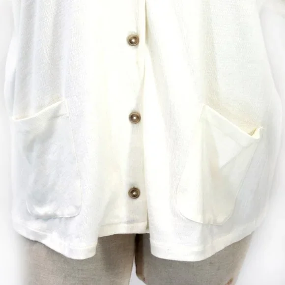 Madewell Plus White Textured Button Down Short Sleeve Cotton Shirt Top Blouse 2X - Picture 8 of 14